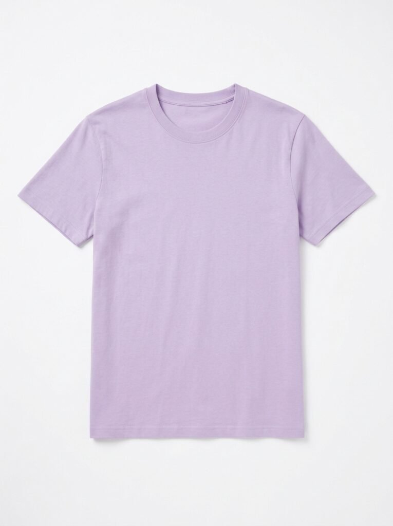 Lavender Crewneck T-Shirt in pastel lavender cotton fabric