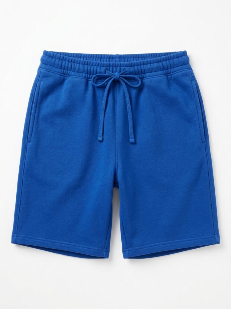 Royal Blue Fleece Shorts with elastic waistband and drawstrings