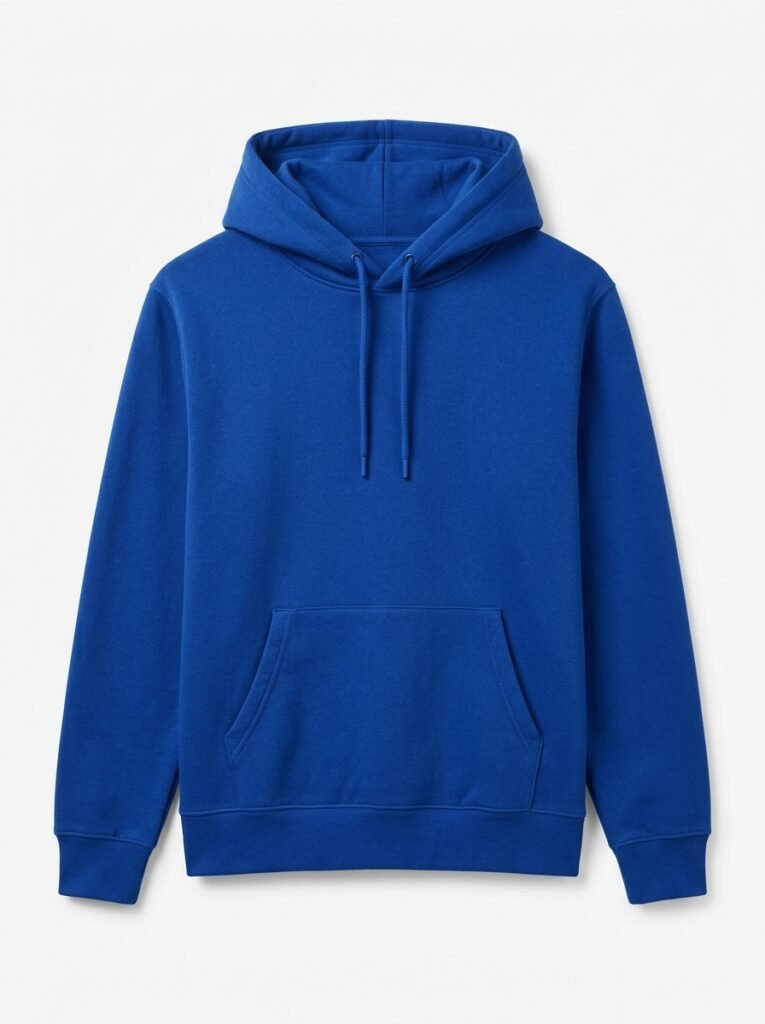 Royal Blue Pullover Hoodie with kangaroo pocket in rich royal blue fleece