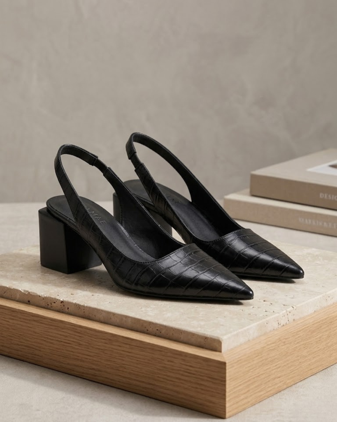 Mae Croc Effect Slingback Heels - Image 5