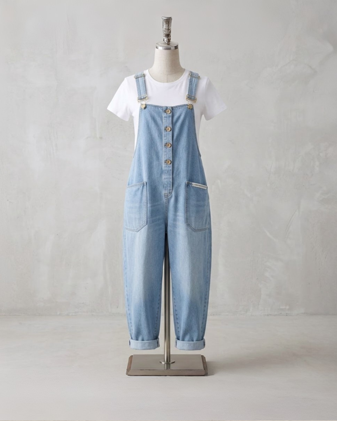 Saylor | Vintage Cotton Denim Look Overalls with Adjustable straps - Image 3
