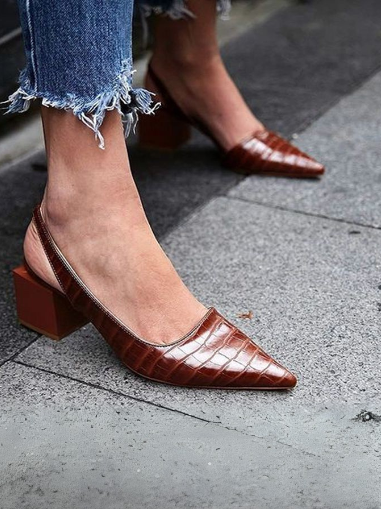 Mae Croc Effect Slingback Heels