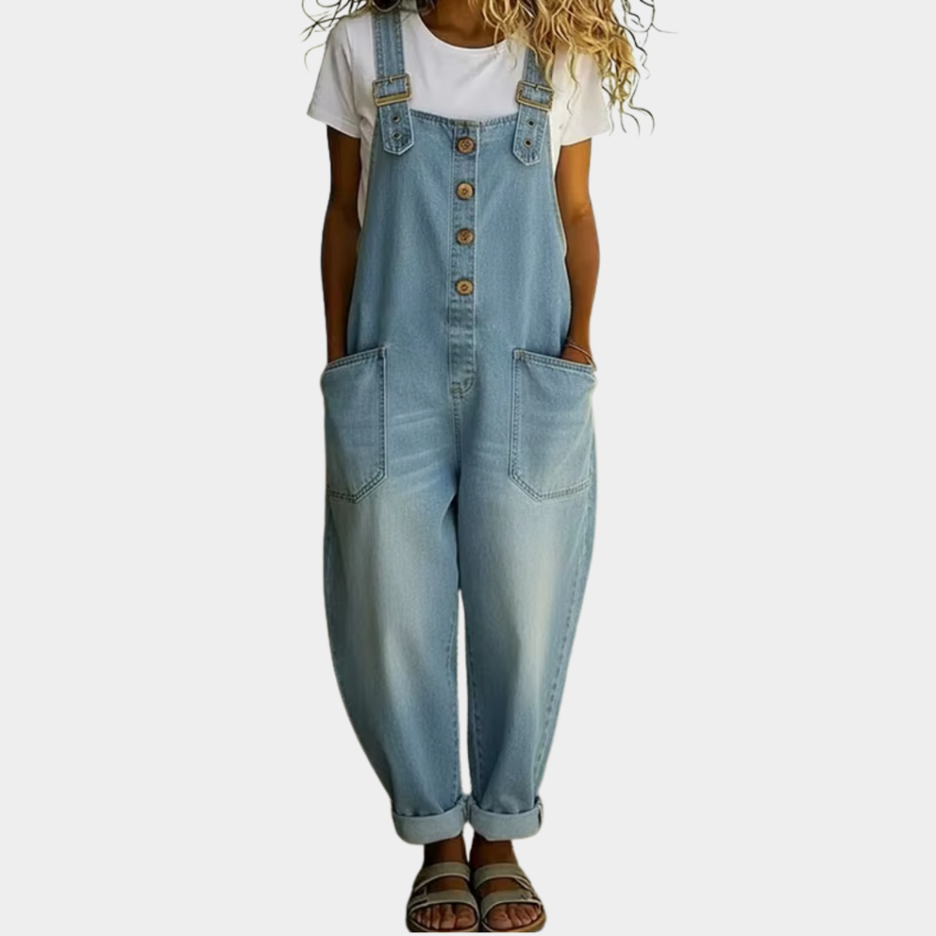 Saylor | Vintage Cotton Denim Look Overalls with Adjustable straps