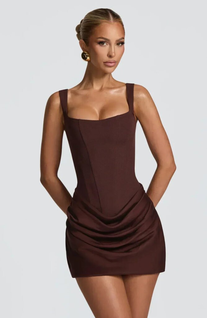 Draped Short Women's Dress with Corset